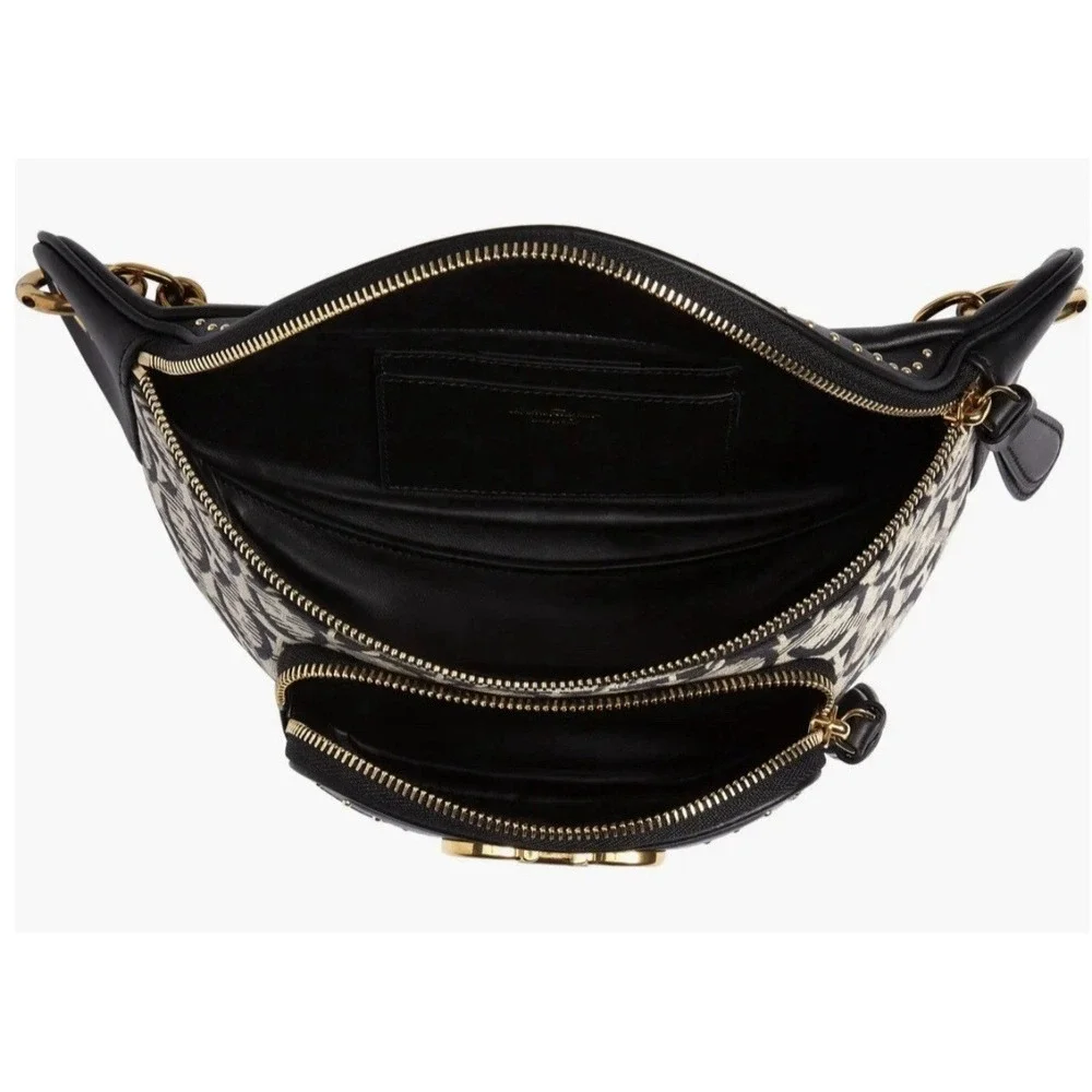 Salvatore Ferragamo Leather & Jacquard Belt Bag, Fanny, Luxury, Authentic $1500!